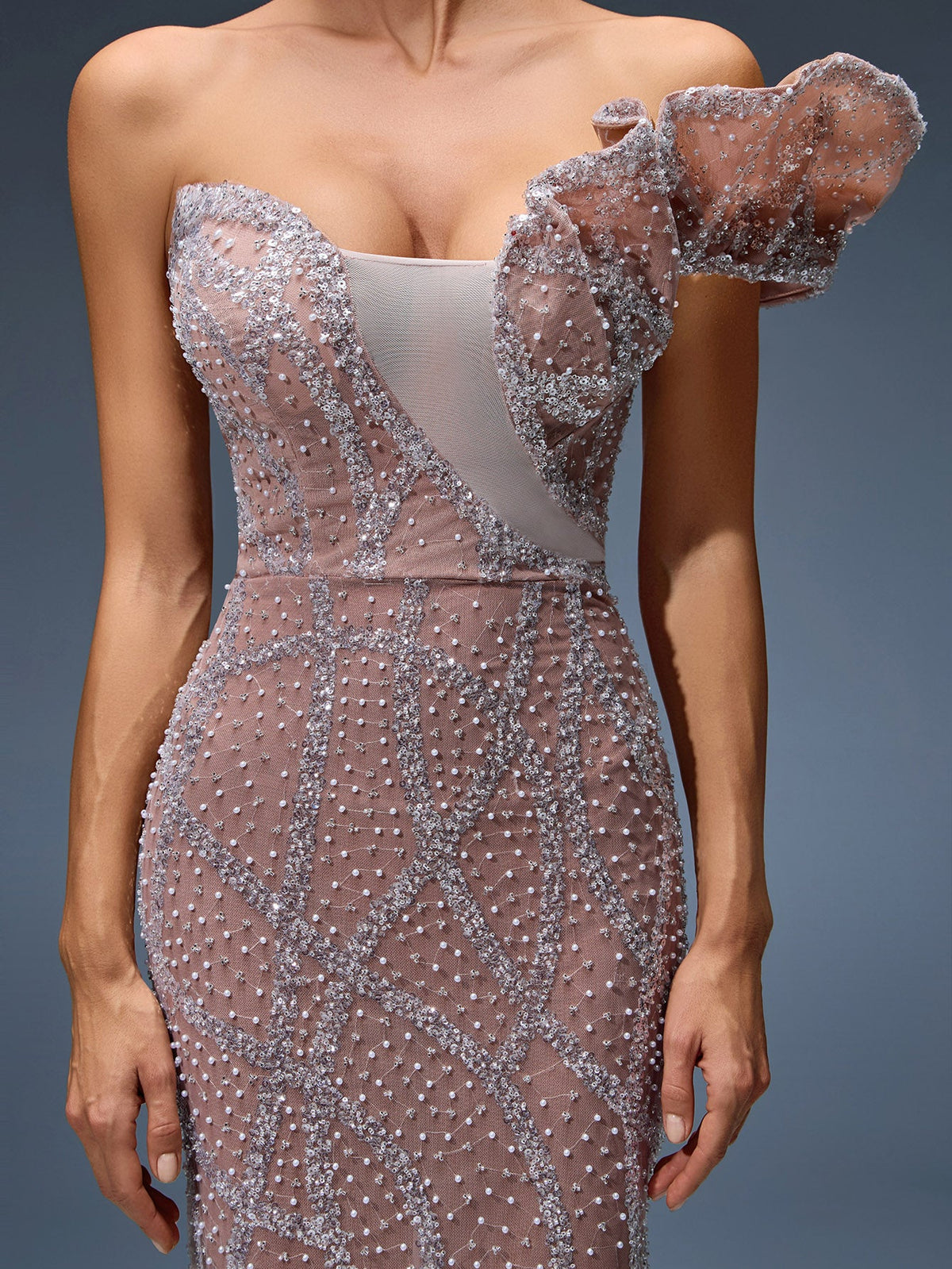 Henrietta Montclair — Tulle evening gown with sequin and pearl detailing, alternate view 2