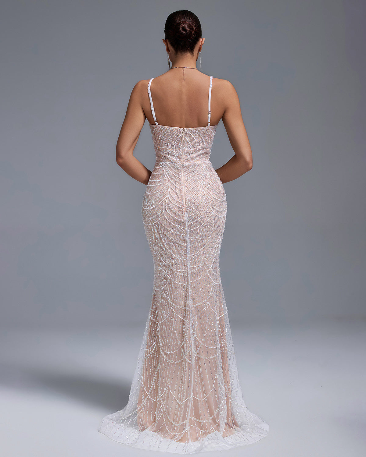 Oriana — Pearls Gauze Fishbone Bustier Maxi Dress, alternate view 3