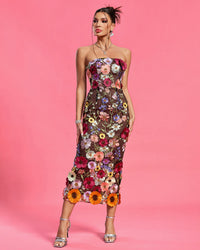 Cove Lefèvre — Maraya Floral Applique Midi Dress, alternate view 5