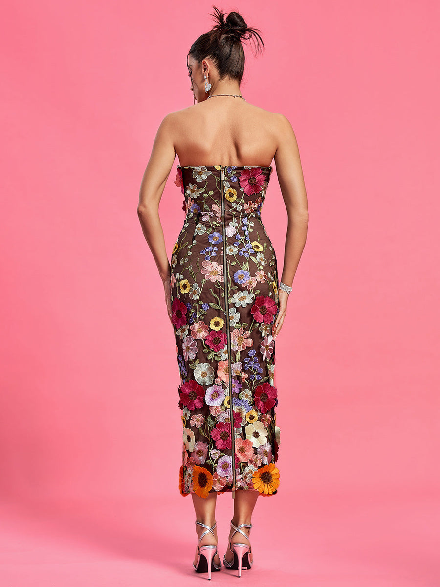 Maraya Floral Applique Midi Dress