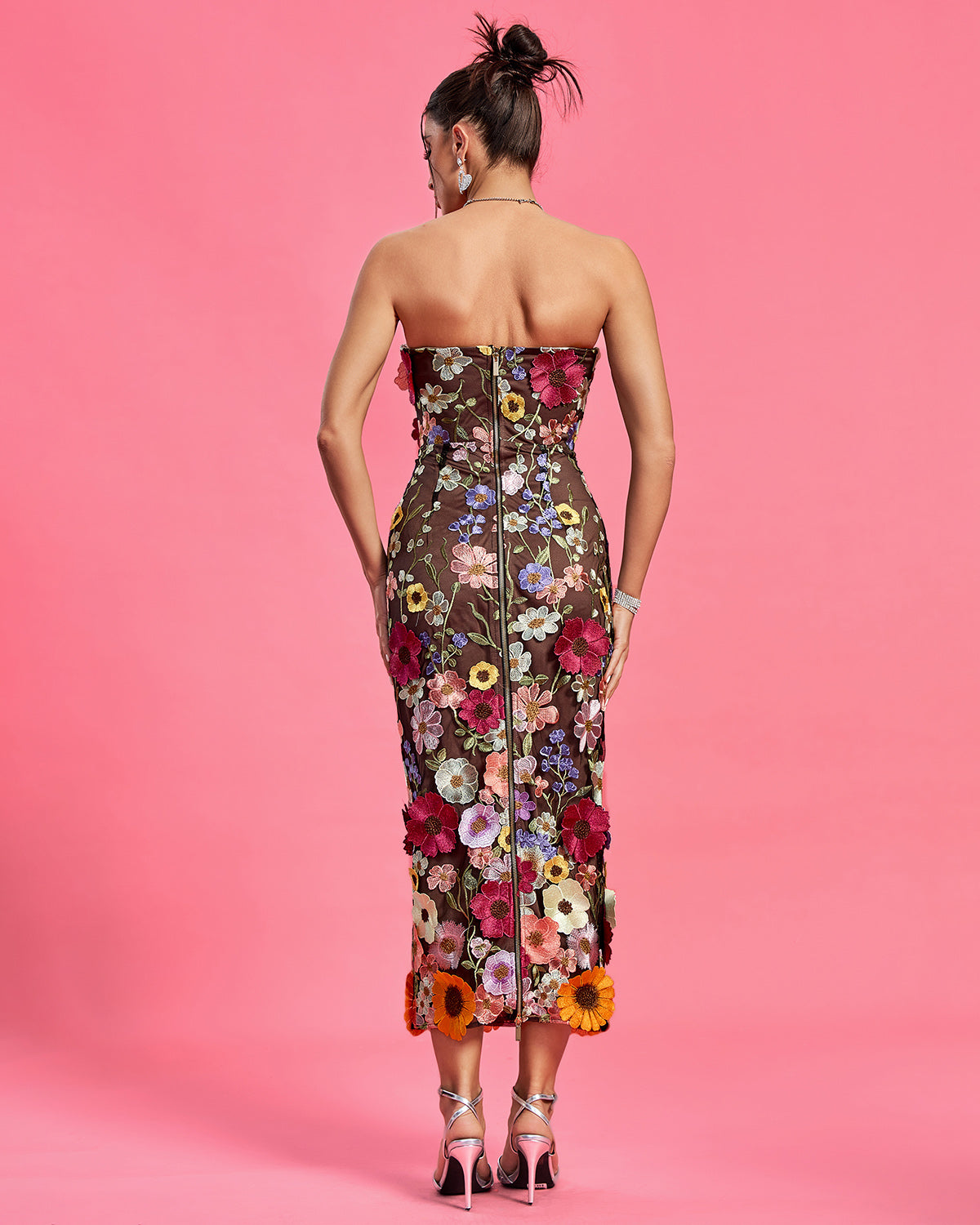 Cove Lefèvre — Maraya Floral Applique Midi Dress, alternate view 4