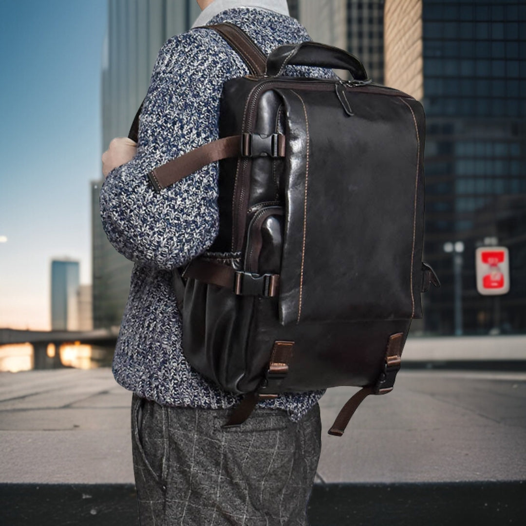 Hayden™ — Leather Shoulder Backpack Men's Statement Handbag, alternate view 5