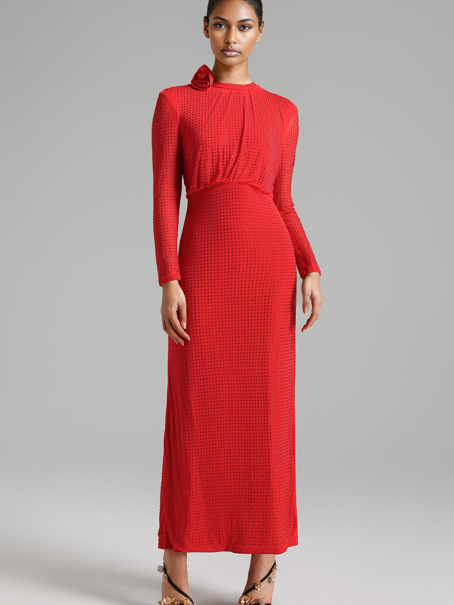 Firona™ | Crystal Mesh Maxi Dress - Opulent Empire