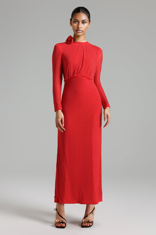 Firona™ | Crystal Mesh Maxi Dress - Opulent Empire