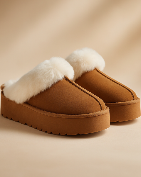 Weeboo Thick Bottom Fur Trim Snow Slippers - Opulent Empire