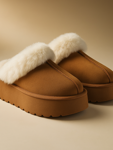 Weeboo Thick Bottom Fur Trim Snow Slippers - Opulent Empire