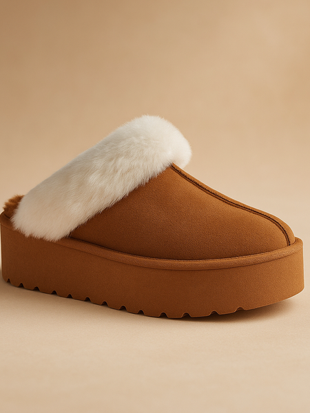 Weeboo Thick Bottom Fur Trim Snow Slippers - Opulent Empire