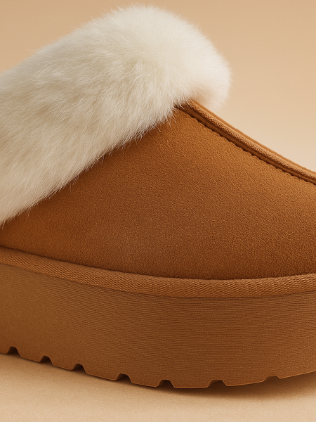 Weeboo Thick Bottom Fur Trim Snow Slippers - Opulent Empire