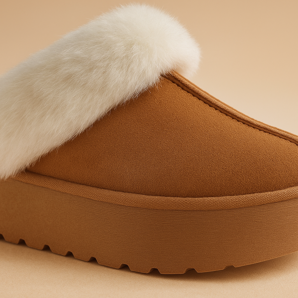 Ivory Beaumont — Weeboo Thick Bottom Fur Trim Snow Slippers Tan Fashion Footwear, alternate view 4