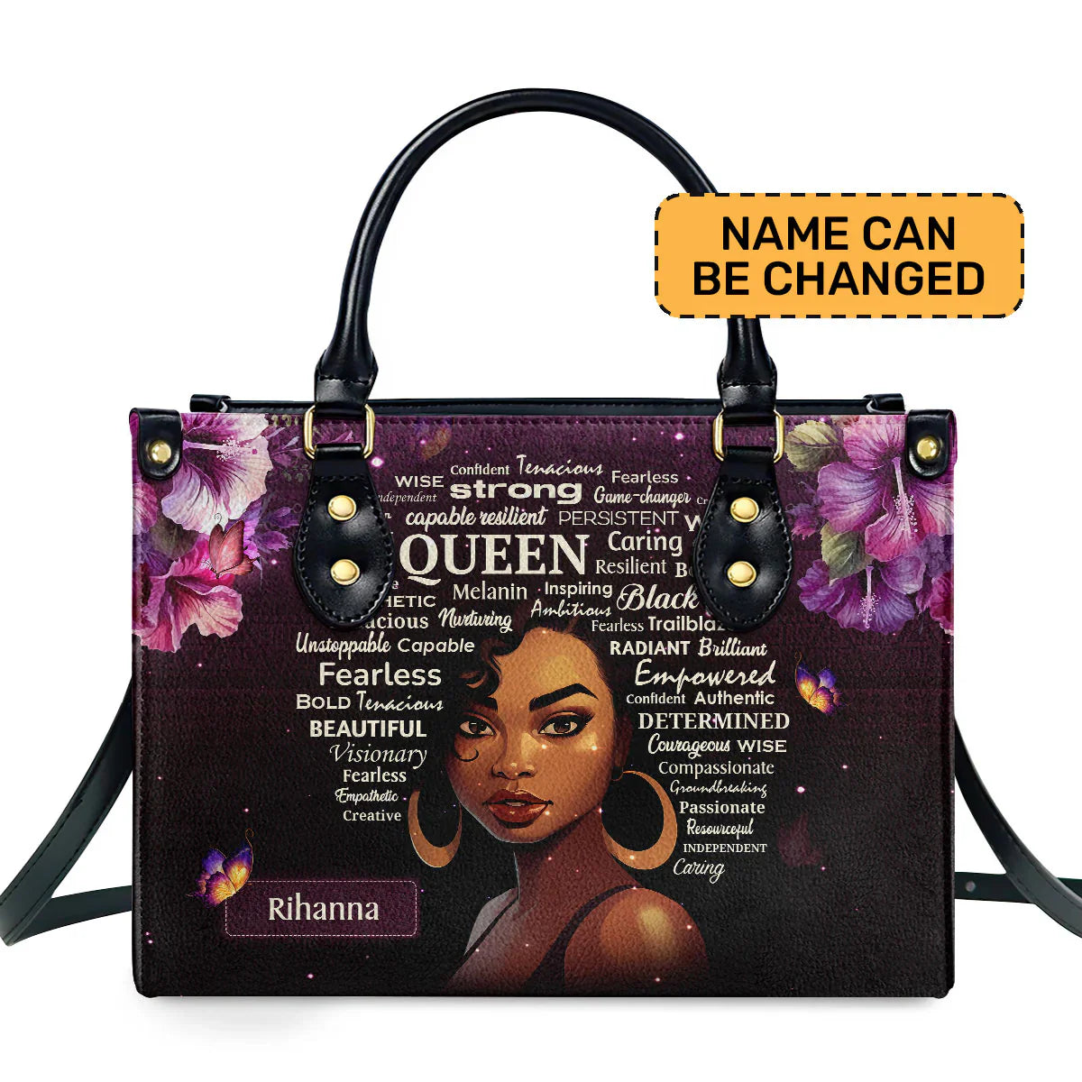 Jocelyn Montclair — Luxury African Girl Print Leather Top-Handle Tote Handbag, alternate view 2
