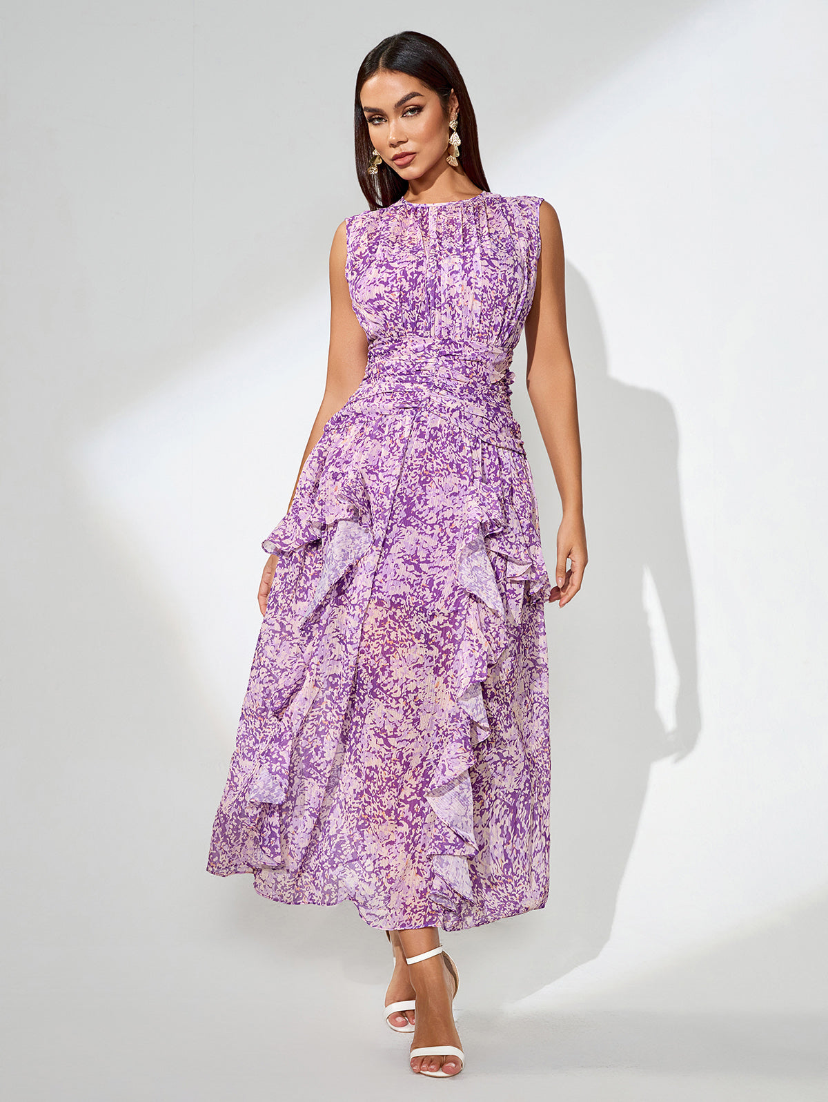 Jules — Floral Print Vertical Pleated Maxi Dress, alternate view 5