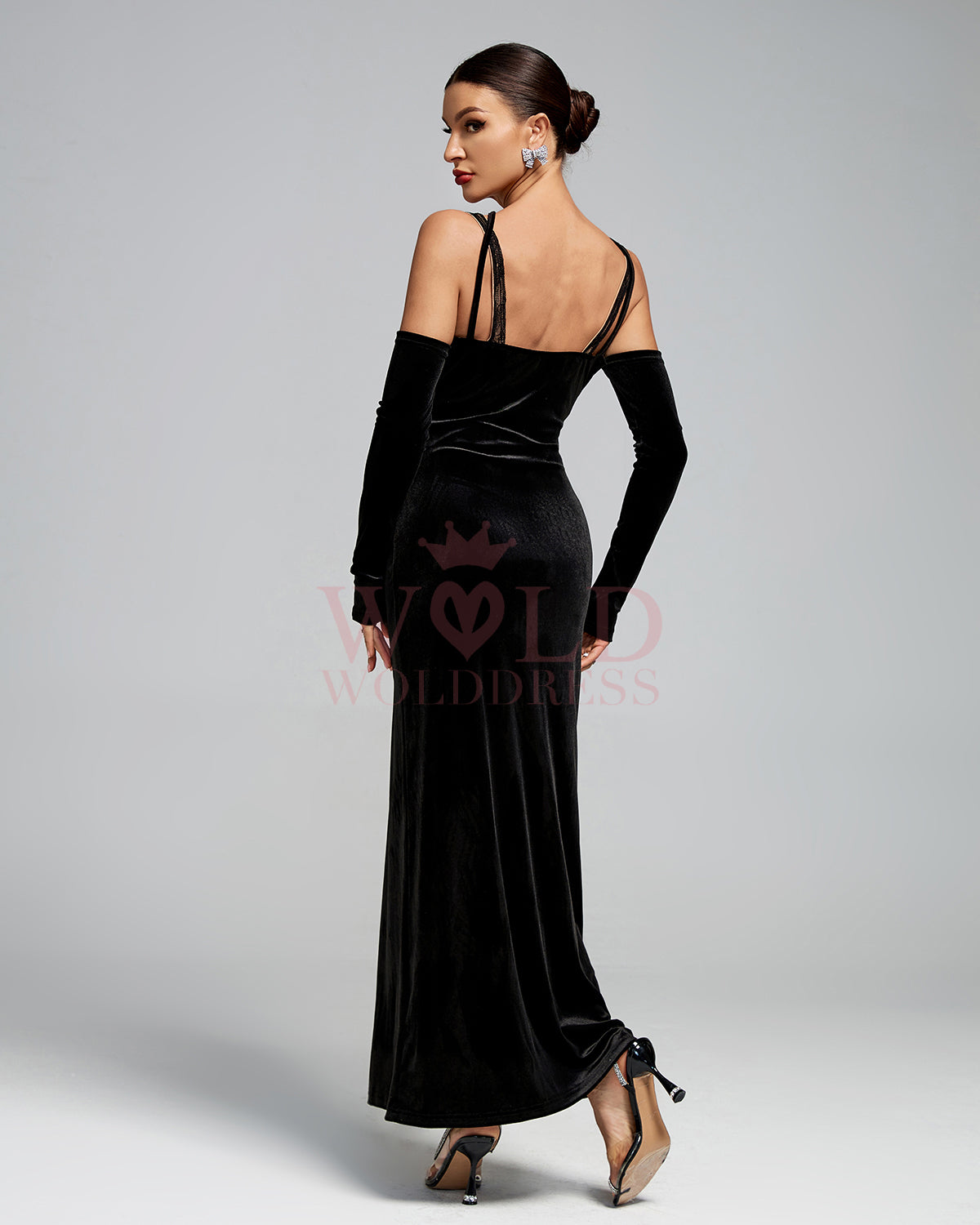 Wren Lefèvre — Strap Wrap Lace Corset Velvet Maxi Dress, alternate view 4
