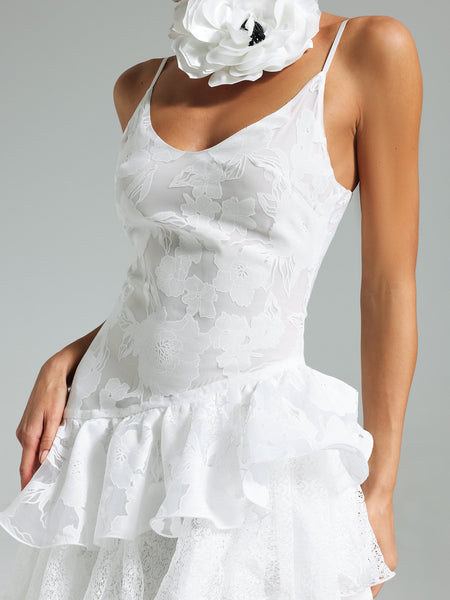 Strappy Tiered Lace Vintage Maxi Dress