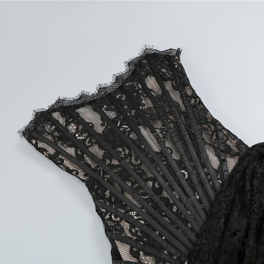 Strapless Sleeveless Lace Mini Dress KLYF1062