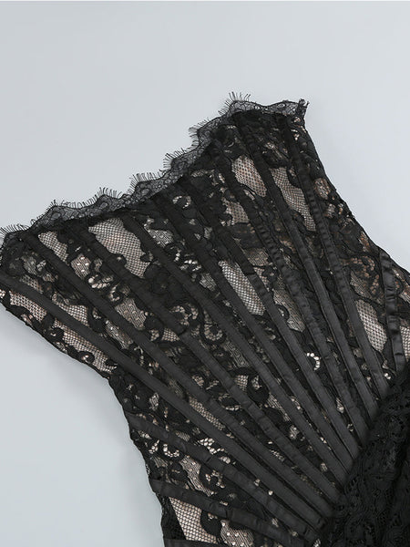 Strapless Sleeveless Lace Mini Dress KLYF1062