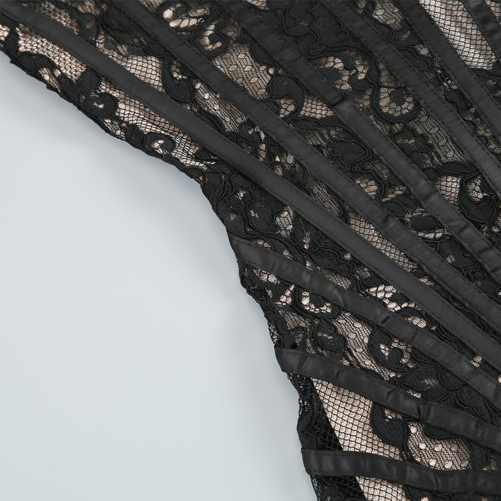 Marlowe Vallière — Strapless Sleeveless Lace Mini Dress KLYF1062, alternate view 7
