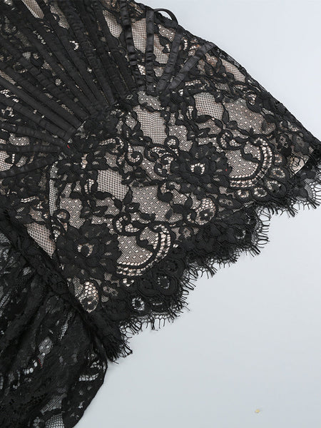 Strapless Sleeveless Lace Mini Dress KLYF1062