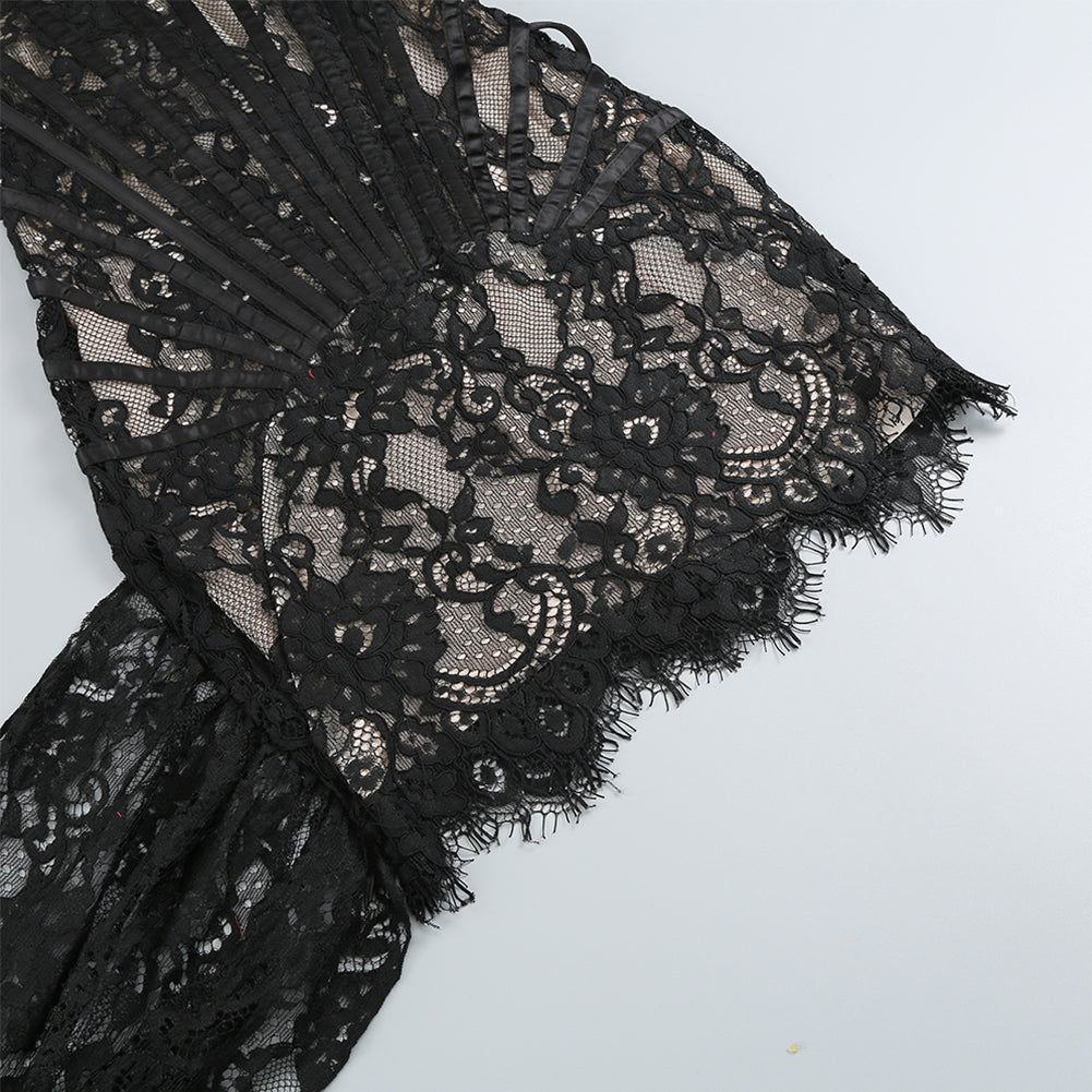 Marlowe Vallière — Strapless Sleeveless Lace Mini Dress KLYF1062, alternate view 8