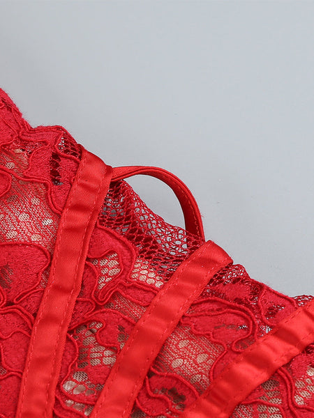 Strapless Sleeveless Lace Mini Dress KLYF1062