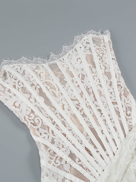 Strapless Sleeveless Lace Mini Dress KLYF1062