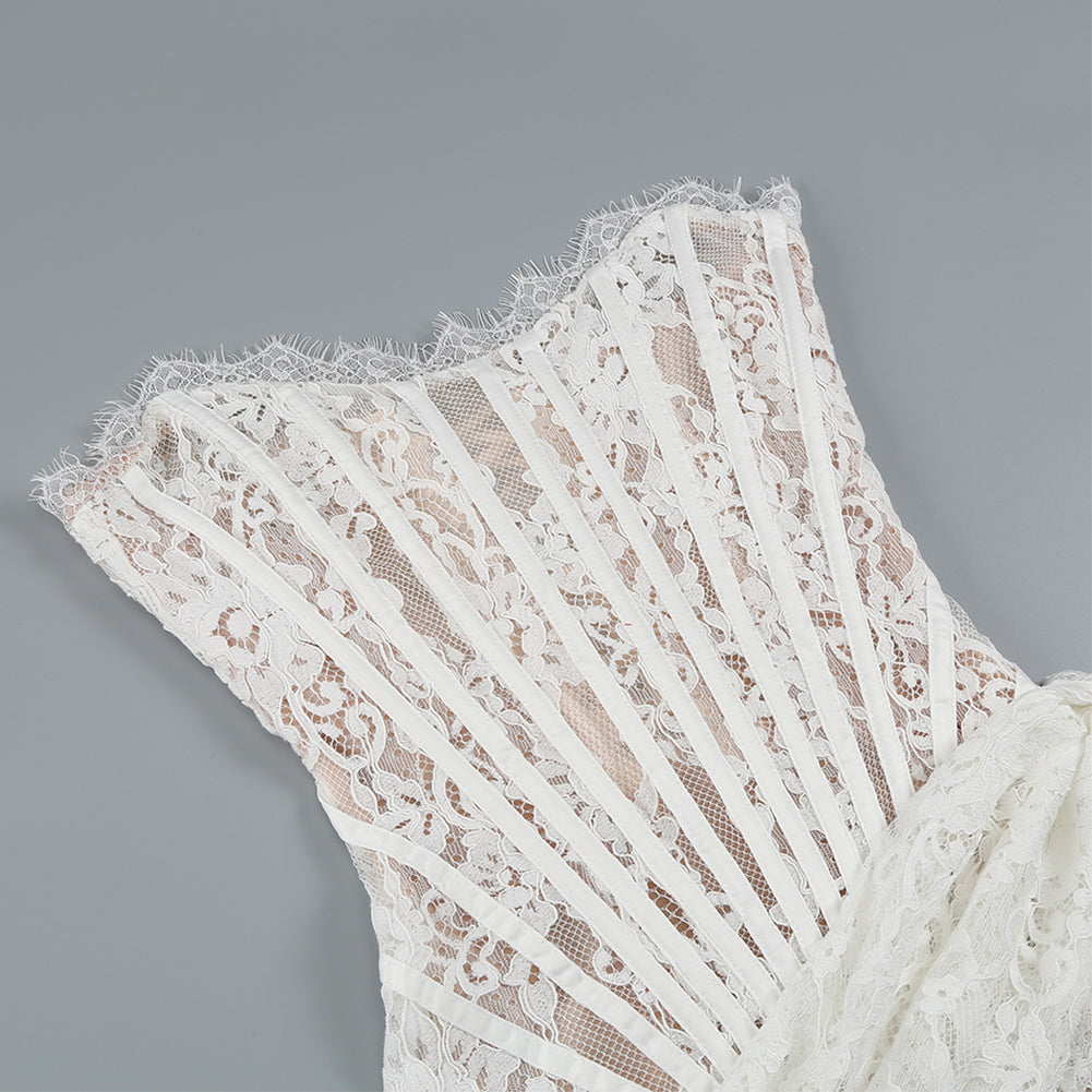 Marlowe Vallière — Strapless Sleeveless Lace Mini Dress KLYF1062, alternate view 14