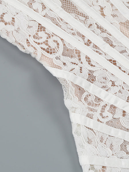 Strapless Sleeveless Lace Mini Dress KLYF1062