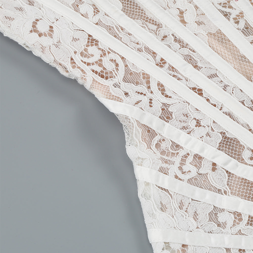 Marlowe Vallière — Strapless Sleeveless Lace Mini Dress KLYF1062, alternate view 15