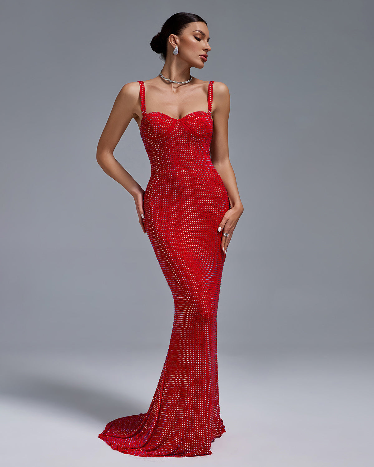 Klara — Rivet-Embellished Mermaid Evening Dress, alternate view 2