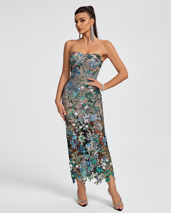 Tokyo Dahlia Floral Sequins Maxi Dress