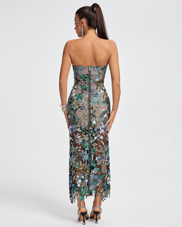 Tokyo Dahlia Floral Sequins Maxi Dress