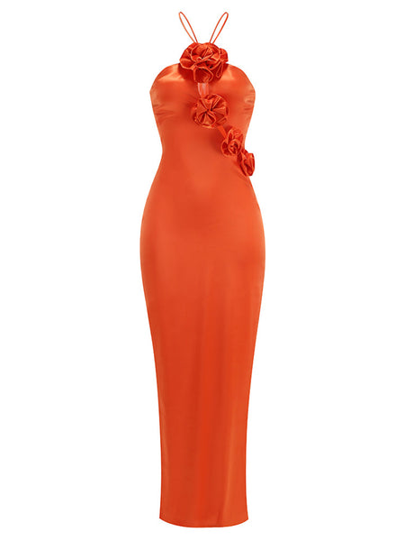 Elegant floral maxi dress with strappy sleeveless design KLYF1218