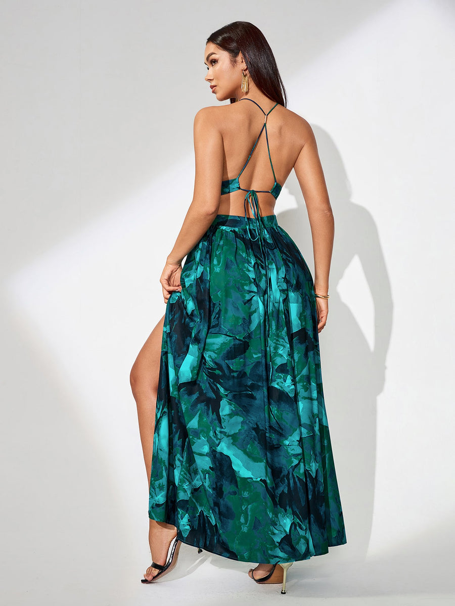 Hollis Duvall — Backless Summer Dress with Splash-Ink Print for Perfect Summer Vacation, alternate view 2