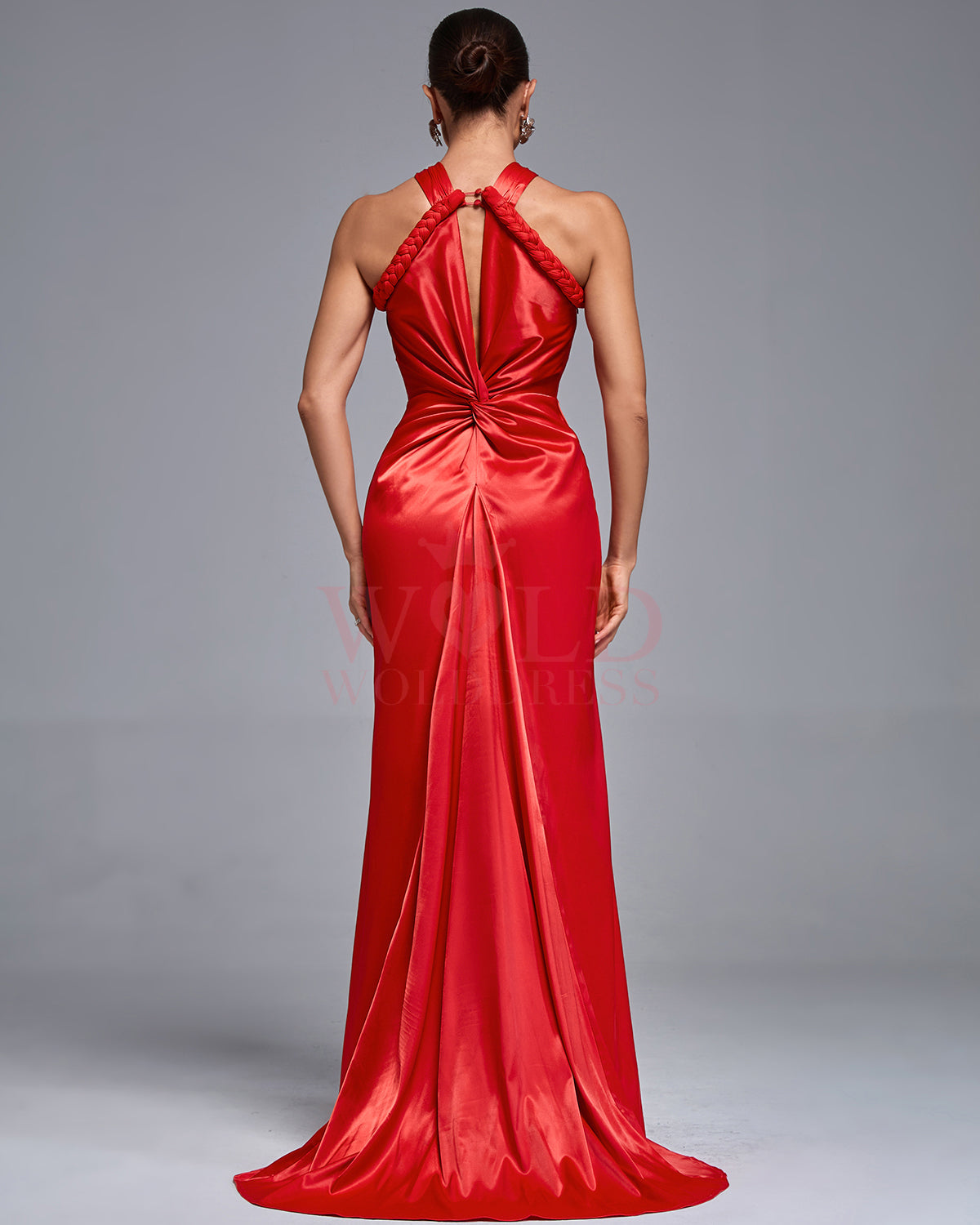 Sasha Marceau — Glamorous Evening Dress with Satin Halter Neck and Elegant Braid Details, alternate view 4