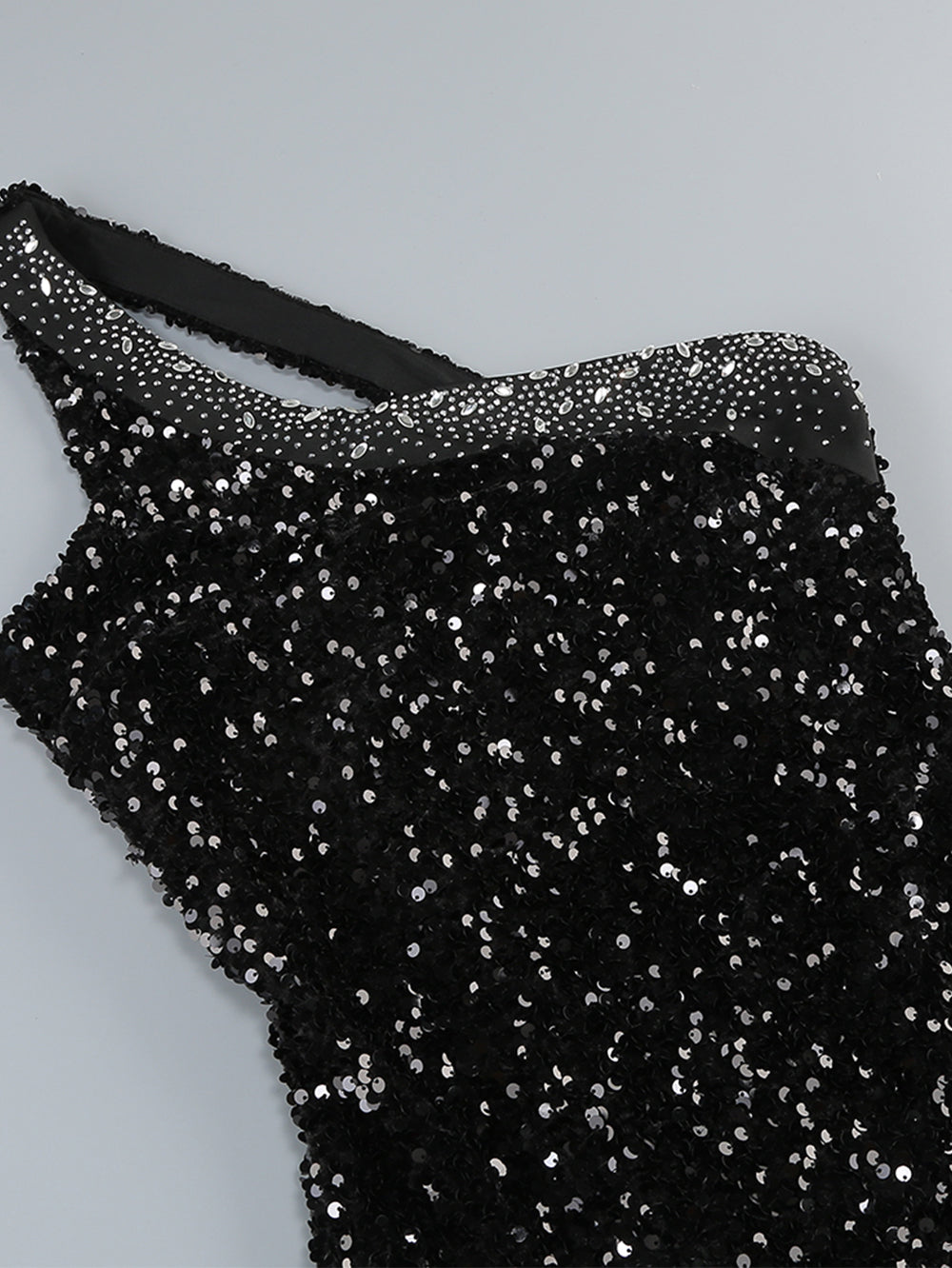 Onyx Vallière — One Shoulder Sleeveless Lace Splicing Maxi Dress KLYF1302, alternate view 7