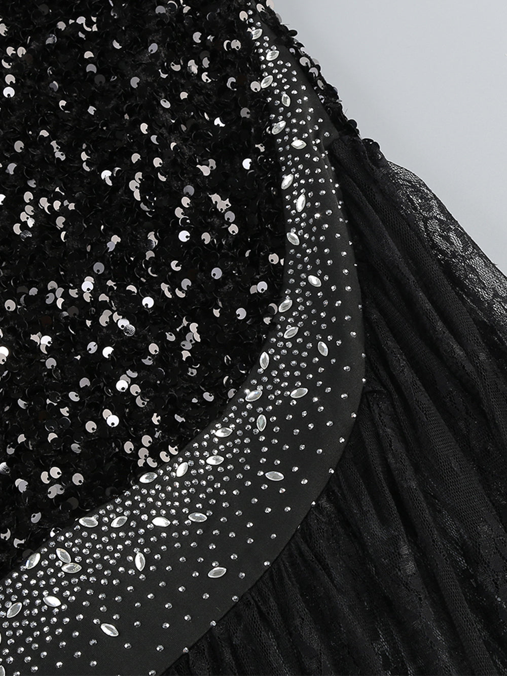 Onyx Vallière — One Shoulder Sleeveless Lace Splicing Maxi Dress KLYF1302, alternate view 8