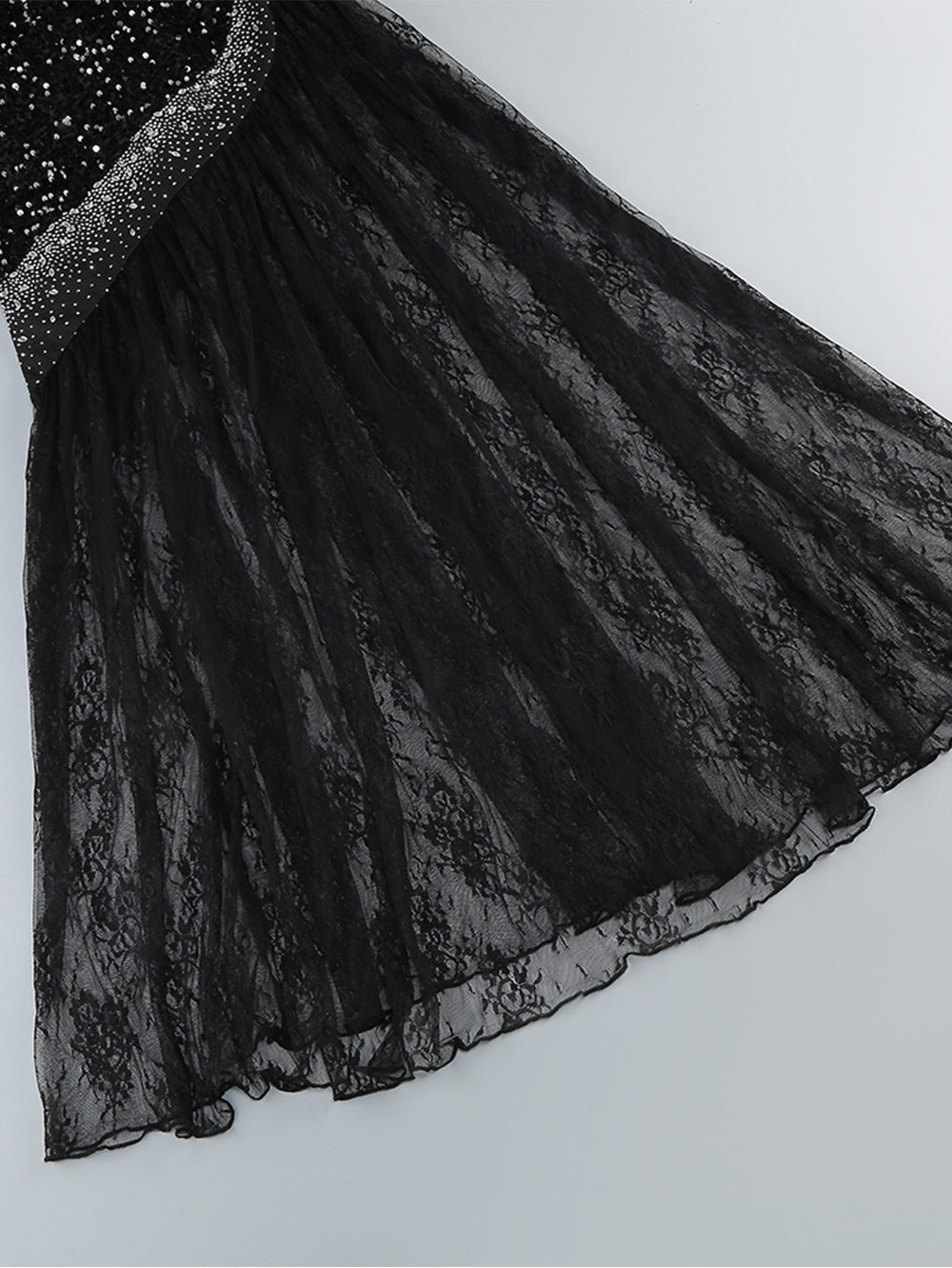 Onyx Vallière — One Shoulder Sleeveless Lace Splicing Maxi Dress KLYF1302, alternate view 9