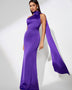 Elegant Maxi Satin Dress with Open Back and Halter Style