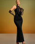 Ruched Lace Evening Gown With Gloves