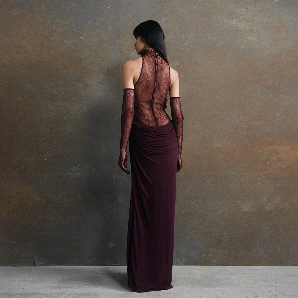 Hollis Vallière — High Neck Sleeveless Vintage Maxi Dress KLYF1343, alternate view 4