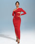 Chic clothing with asymmetric cut and sparkling rhinestone details