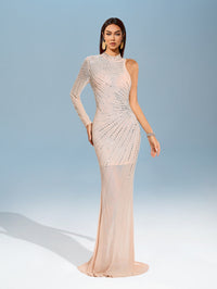 Aurelia Delacroix — Long Knit Dress with Asymmetric Sleeves