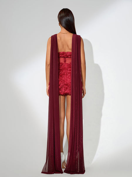 Pink Fish Tail Knitted Mini Floral Dress