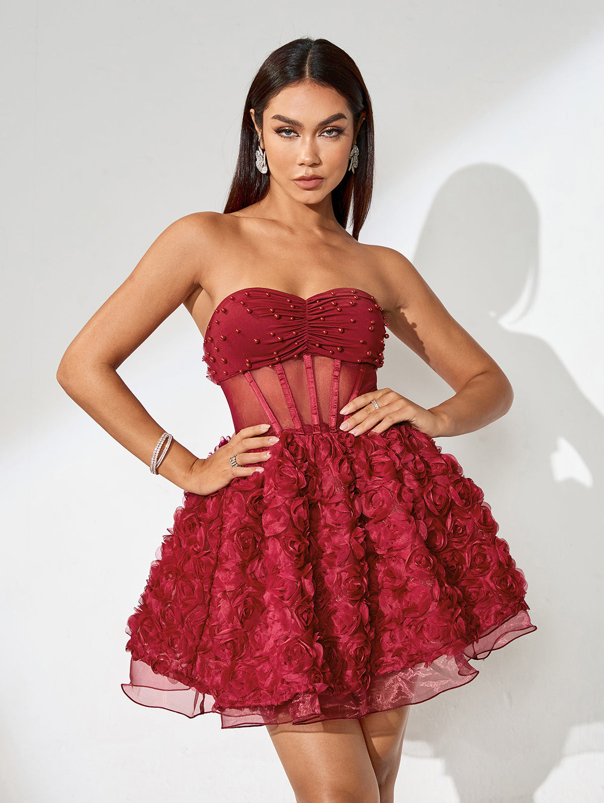 Ocean Rousseau — Dress with floral appliqués and fine mesh Fortuna for a fairy-tale appearance, alternate view 6