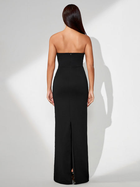 Stunning Pearl-Accented Evening Gown for Elegant Occasions