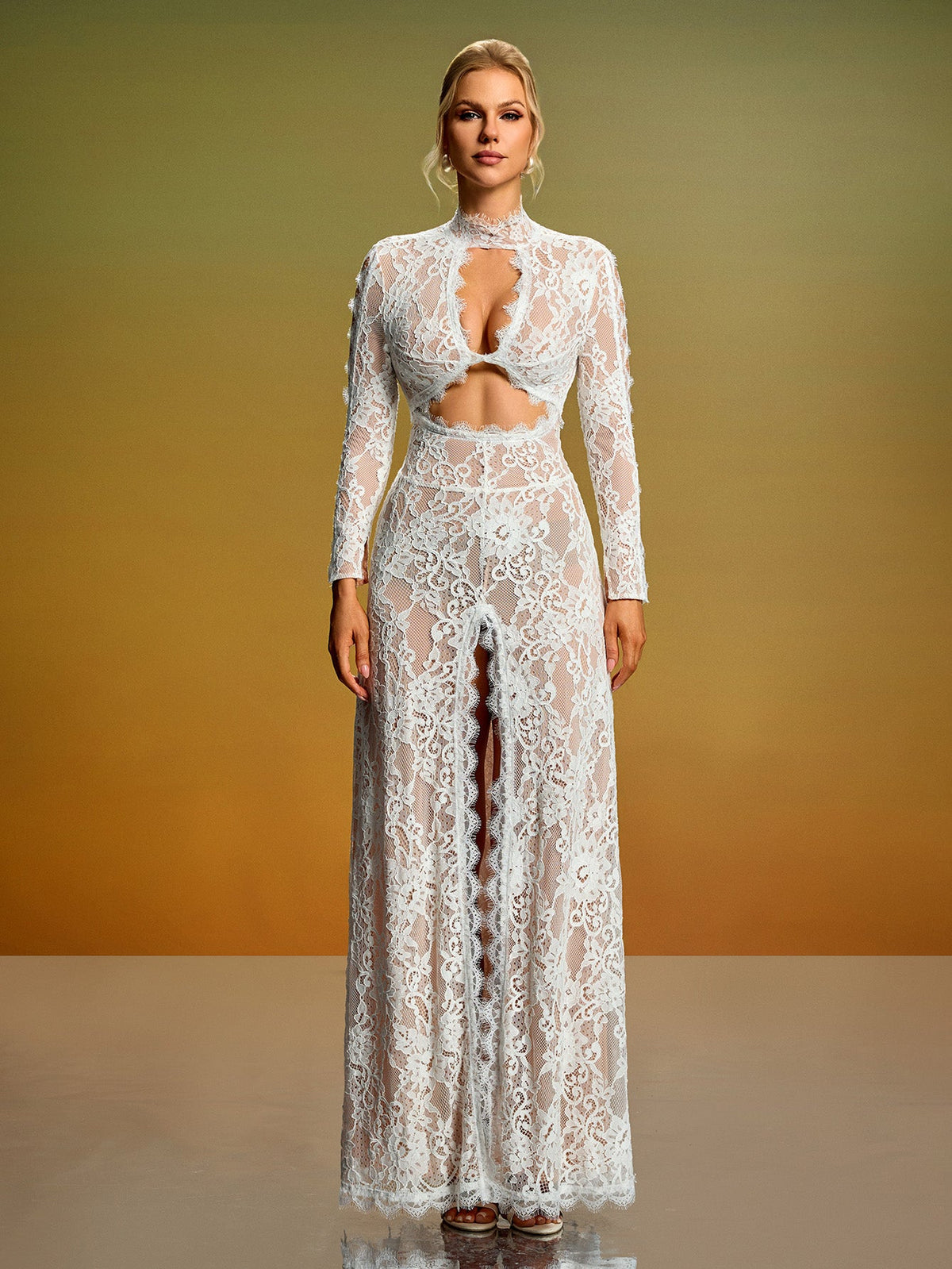 Helena Fontaine — Open Back Cutout Lace Maxi Dress, alternate view 5