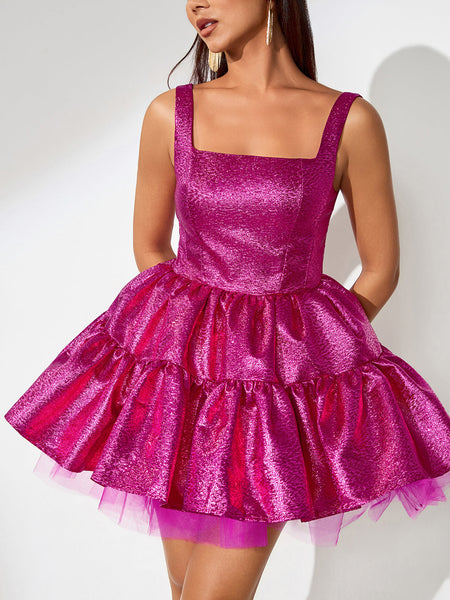 Ruffled Hemline Bouffant Mini Dress - Elegant & Playful Style for Any Occasion