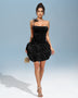 Elegant velvet set with 3D pleated floral details