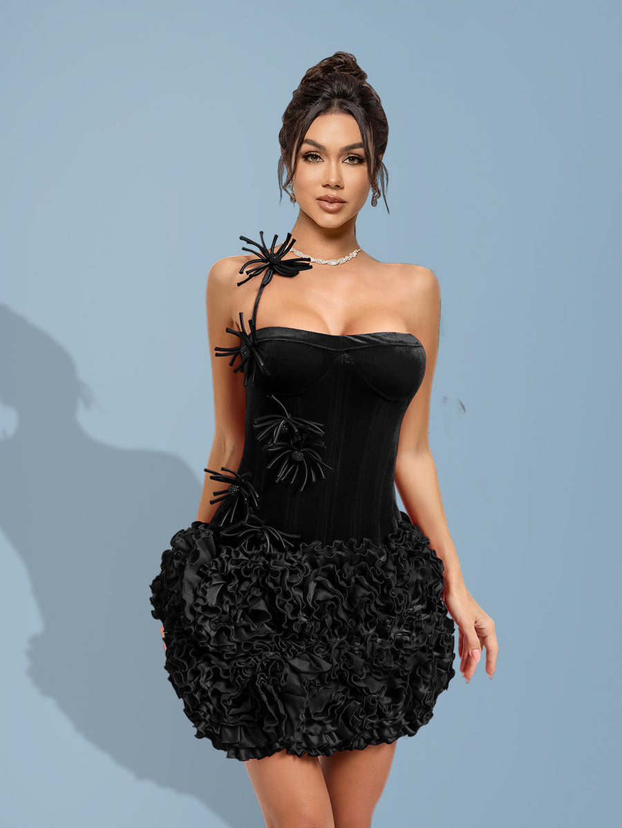 Nadine Bellamy — Elegant velvet set with 3D pleated floral details, alternate view 2