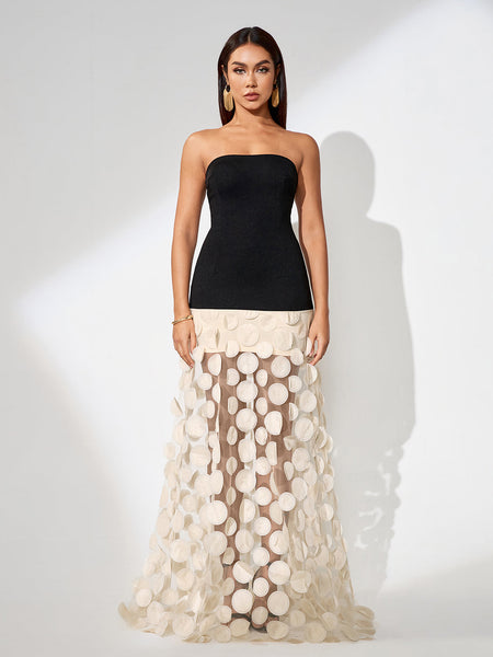 Elegant Polka Dot Spliced Maxi Dress for a Chic and Sophisticated Look