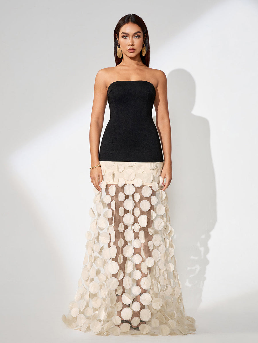 Noémie Bellamy — Elegant Polka Dot Spliced Maxi Dress for a Chic and Sophisticated Look, alternate view 2